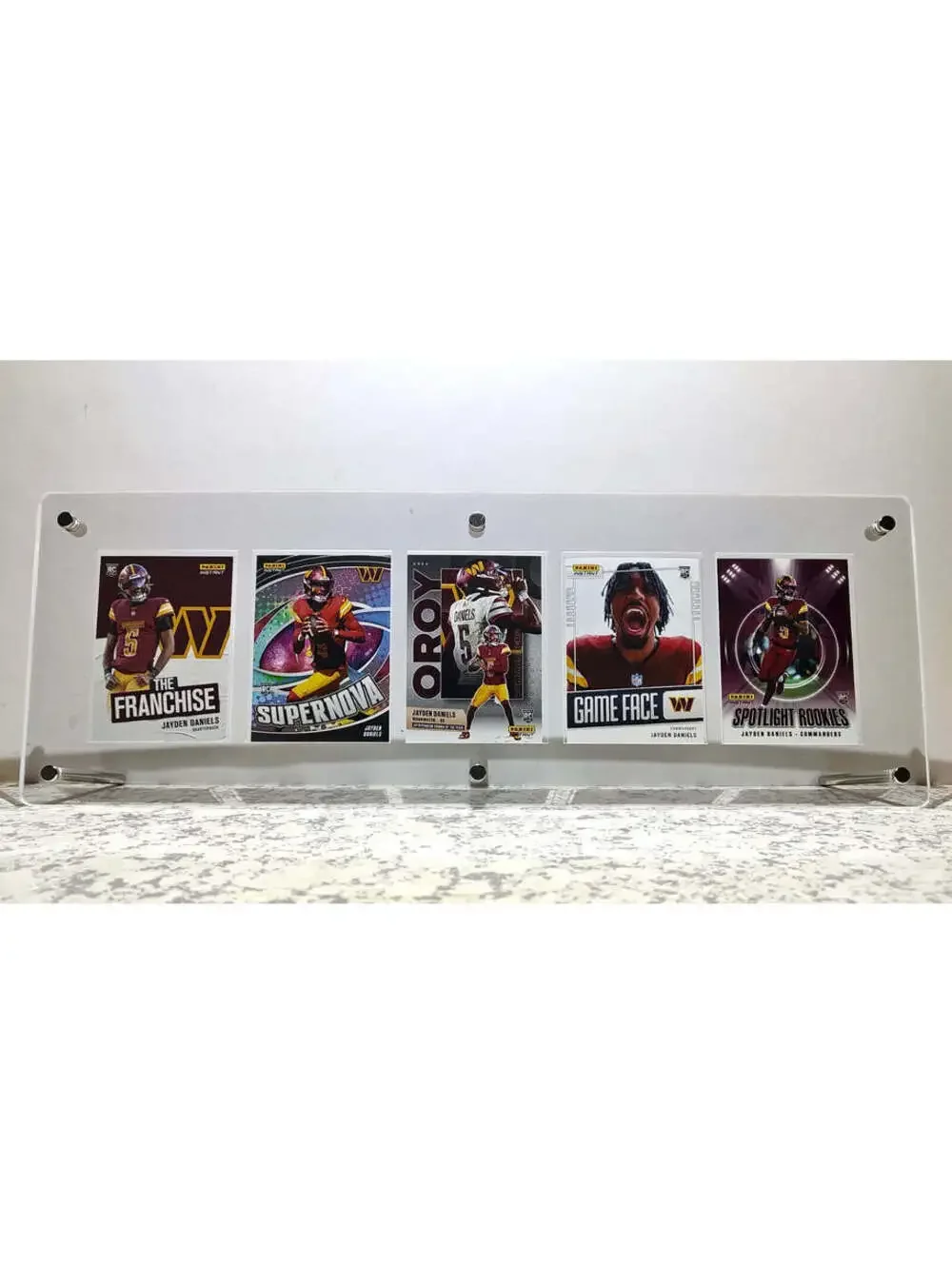Jayden Daniels Rookie Panini NFL Football Cards Set of 5 with Acrylic Display